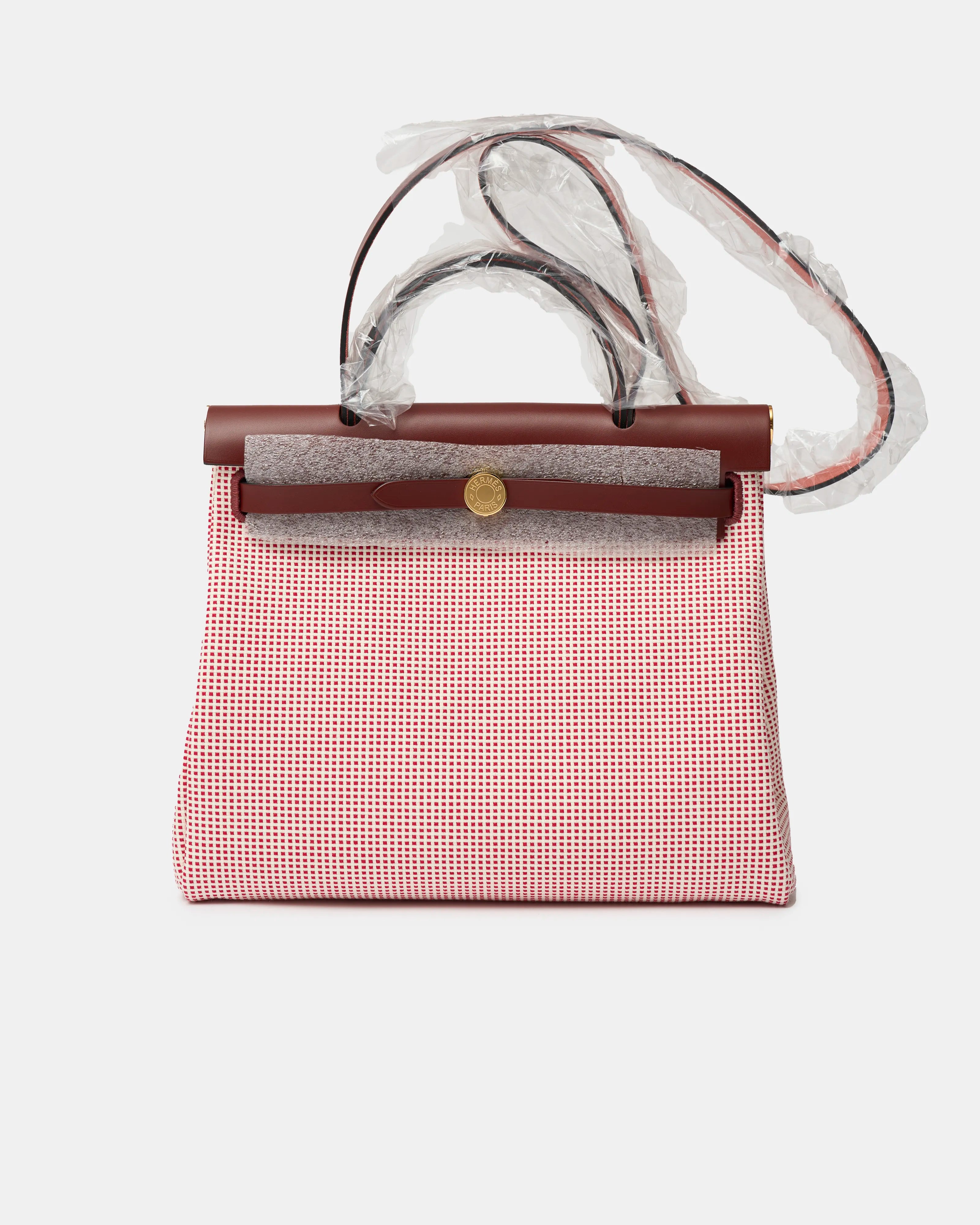 Hermès Herbag 31 Ecru-Blanc-FramboiseRouge GHW