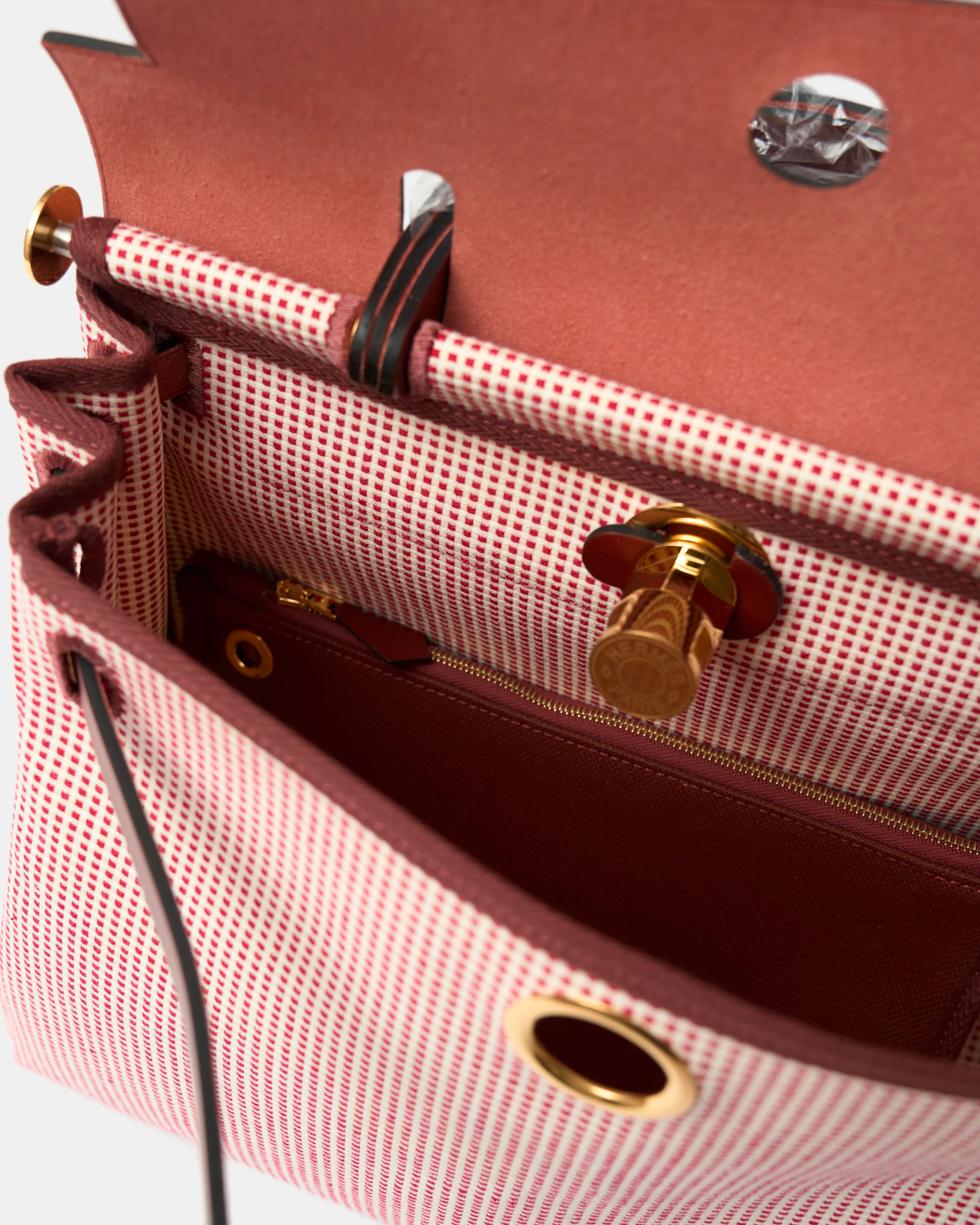 Hermès Herbag 31 Ecru-Blanc-FramboiseRouge GHW