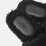 Hermès Peau Lainee Izmir Noir Sandals