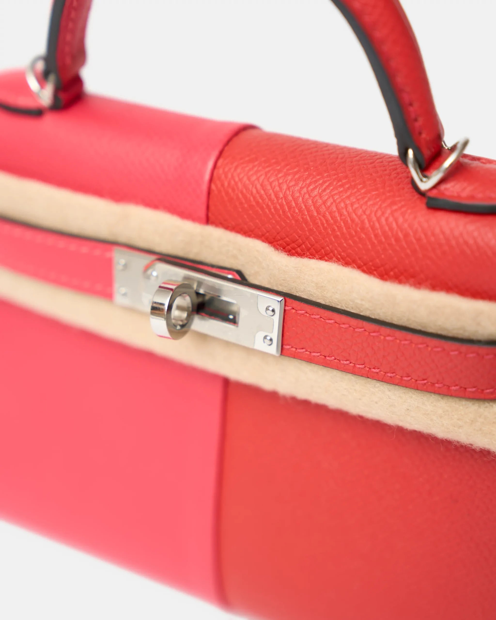 Hermès Mini Kelly 20 Tricolor RedPink Blue Interior Epsom PHW