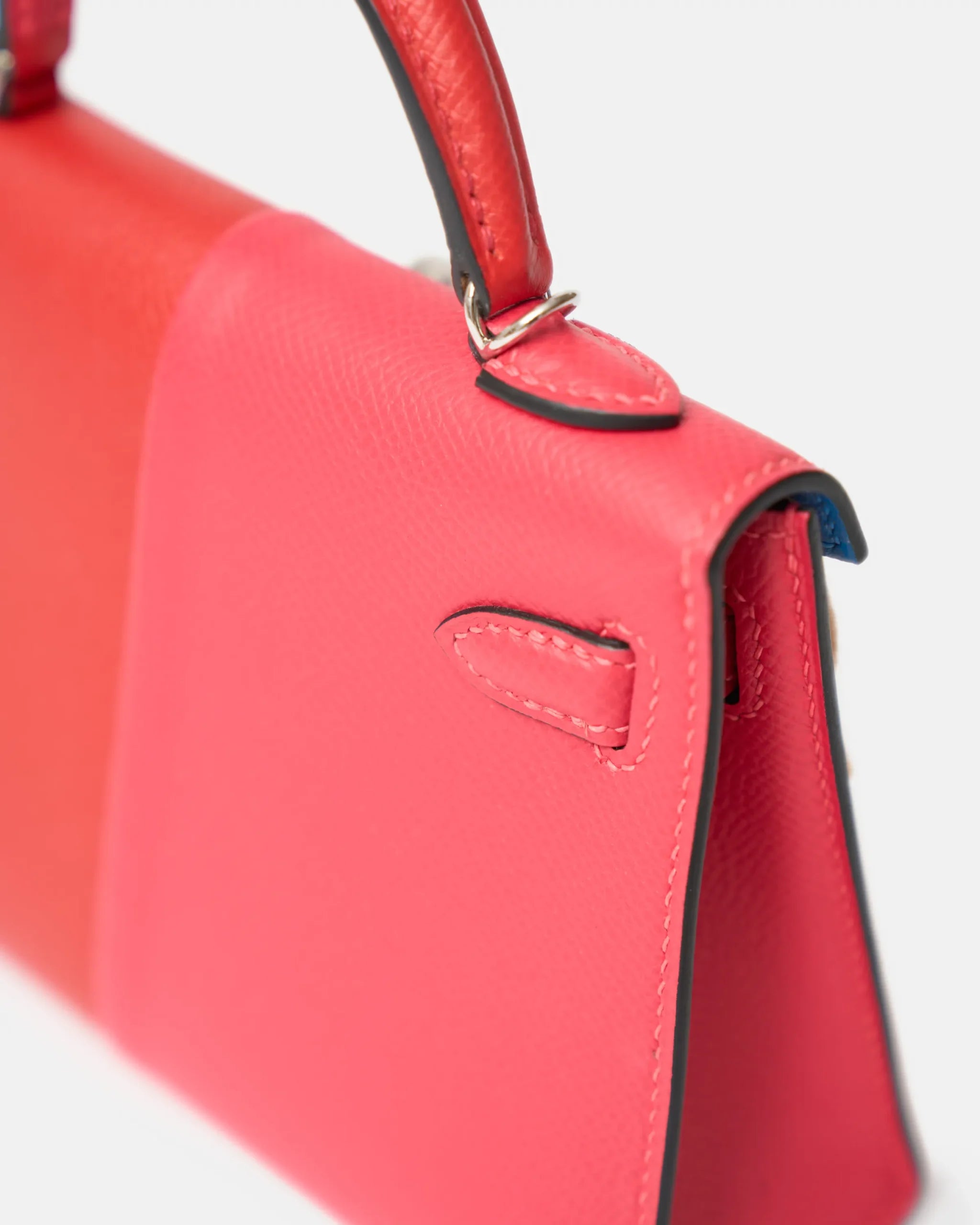 Hermès Mini Kelly 20 Tricolor RedPink Blue Interior Epsom PHW
