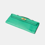Hermès Kelly Cut Clutch Vert Bamboo Swift GHW