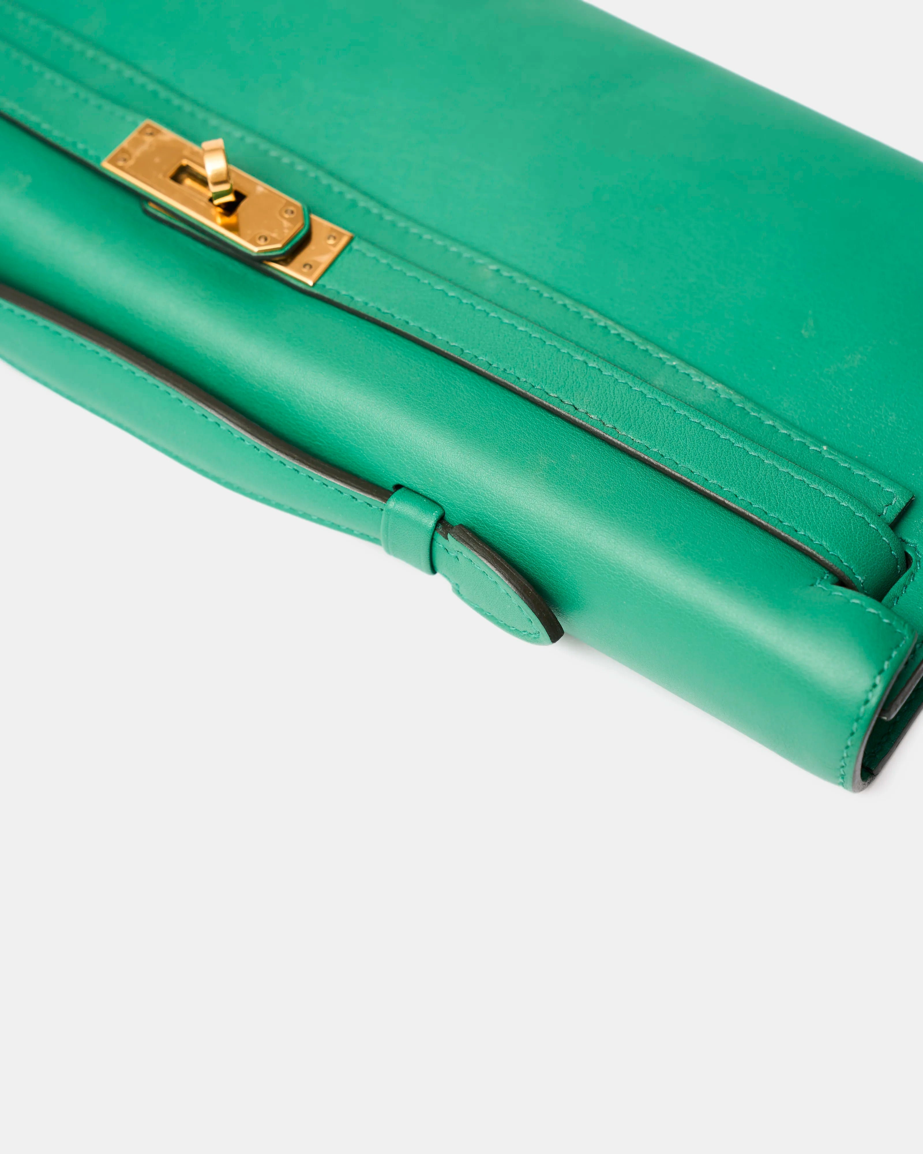 Hermès Kelly Cut Clutch Vert Bamboo Swift GHW