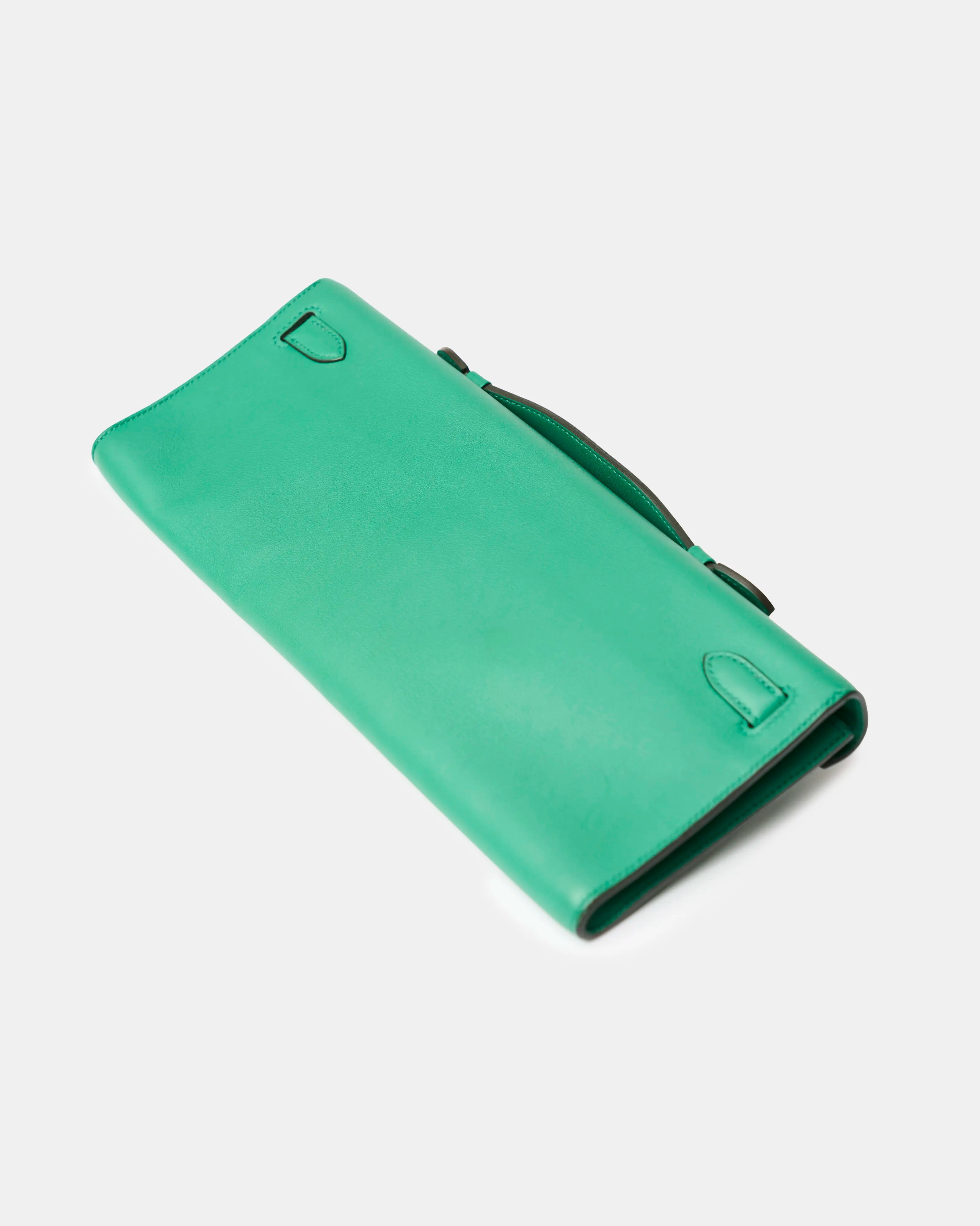 Hermès Kelly Cut Clutch Vert Bamboo Swift GHW