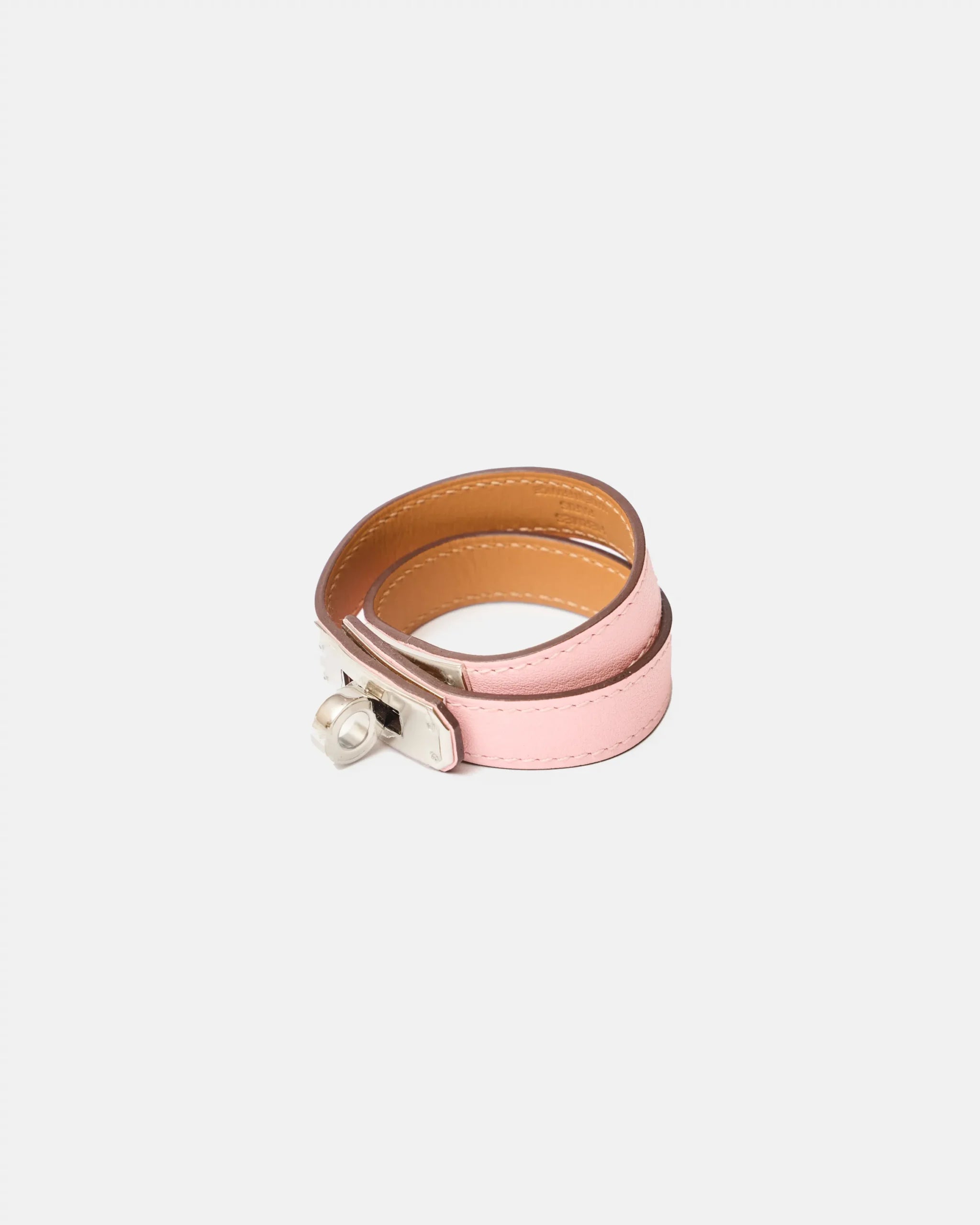 Hermès Mini Kelly Double Tour Rose Sakura Swift Bracelet PHW (2)