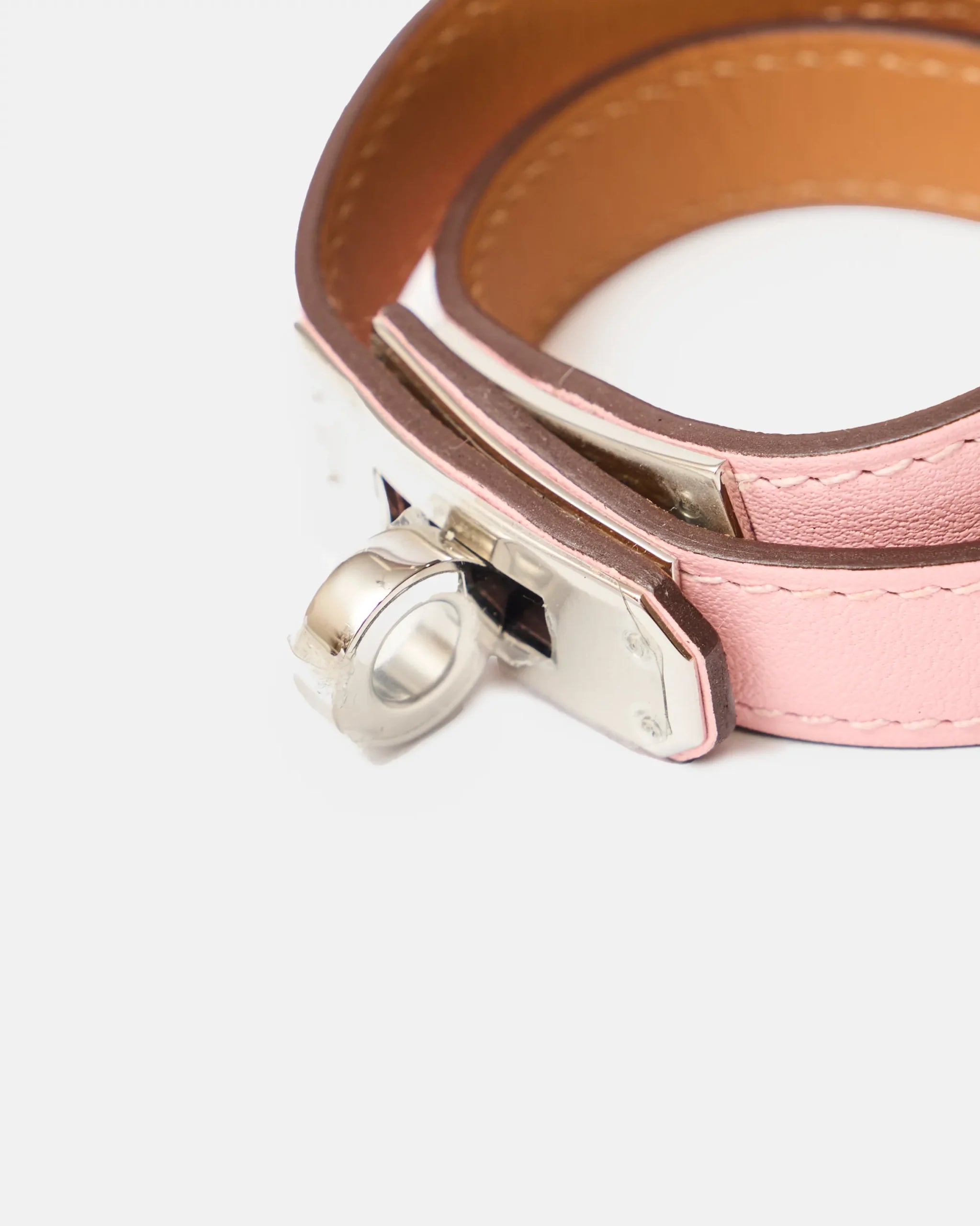 Hermès Mini Kelly Double Tour Rose Sakura Swift Bracelet PHW (2)