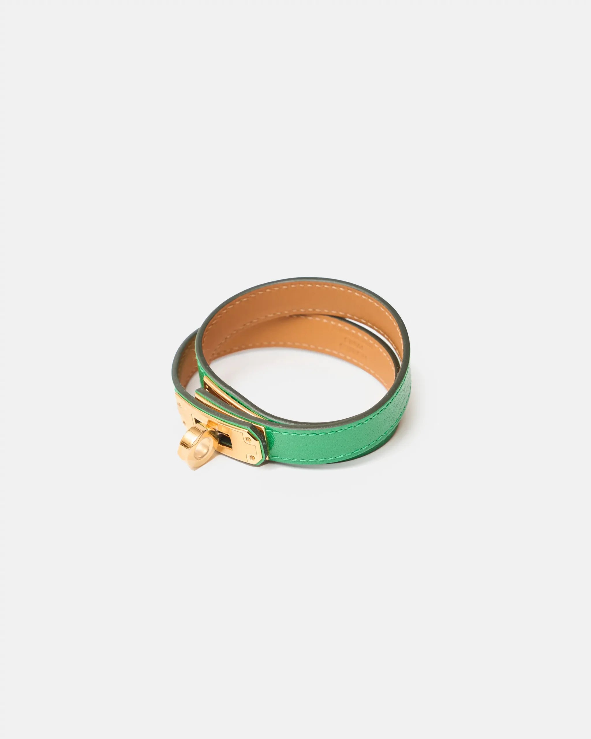 Hermès Kelly Double Tour Bambou Chevre Chamkila Bracelet GHW