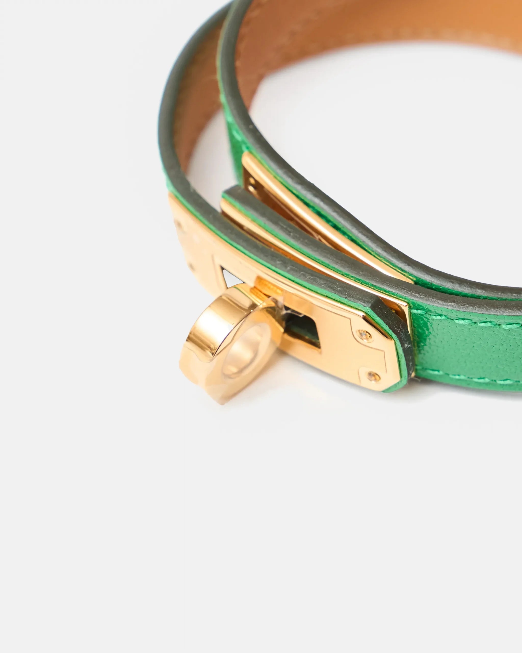 Hermès Kelly Double Tour Bambou Chevre Chamkila Bracelet GHW