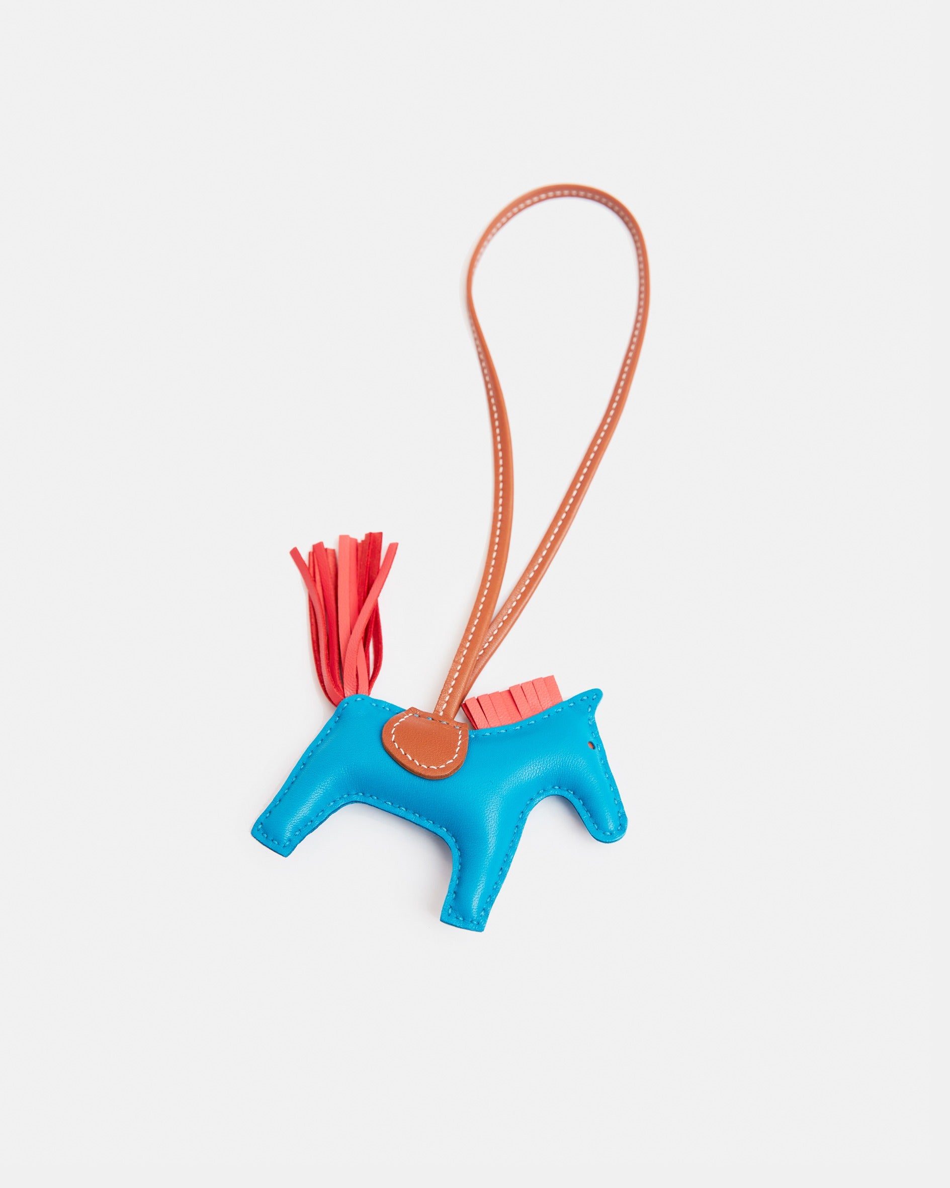 Hermès Grigri Rodeo Horse Bleu Zanzibar/Rose Texas/Gold PM