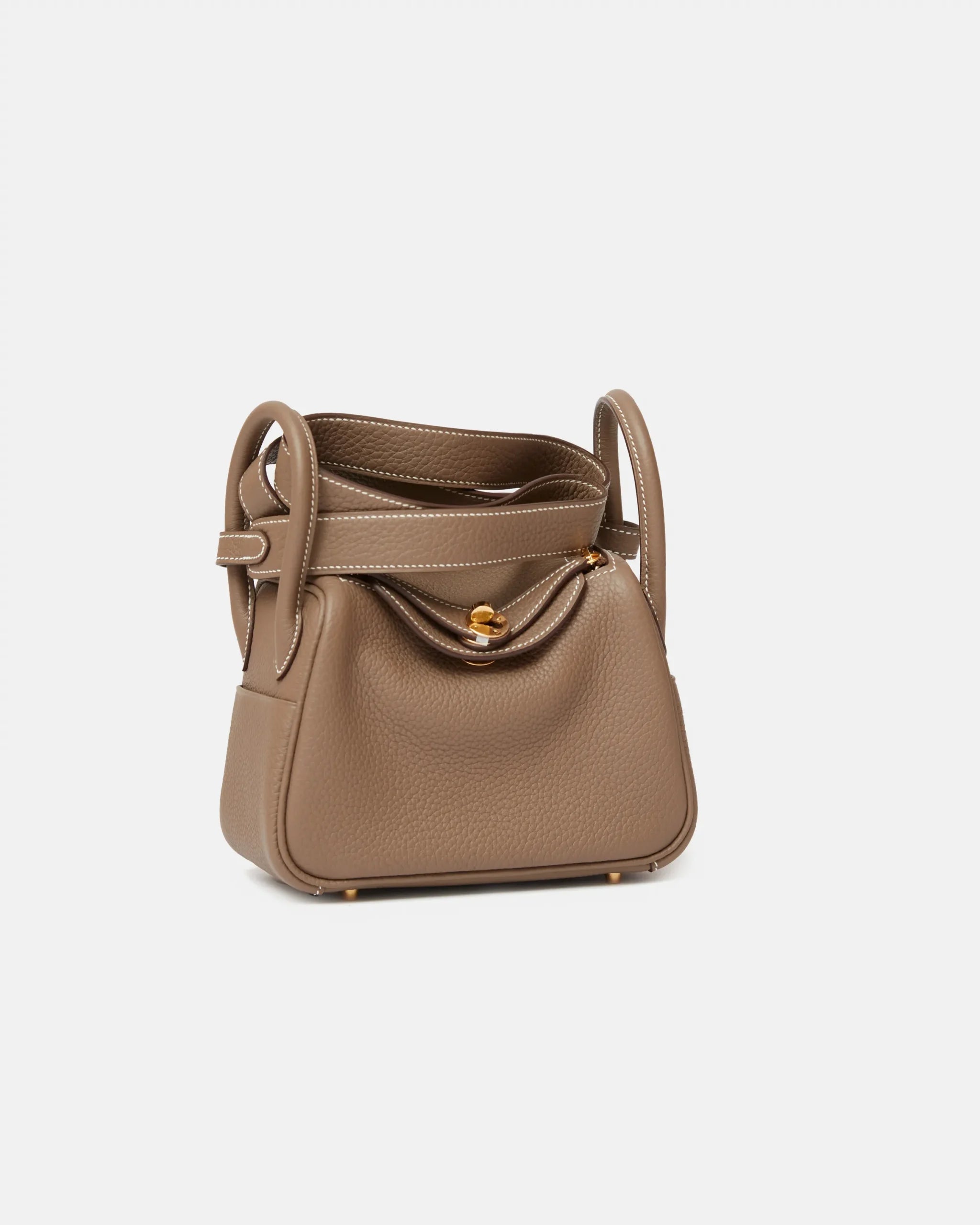 Hermès Mini Lindy 20 Etoupe Clemence GHW