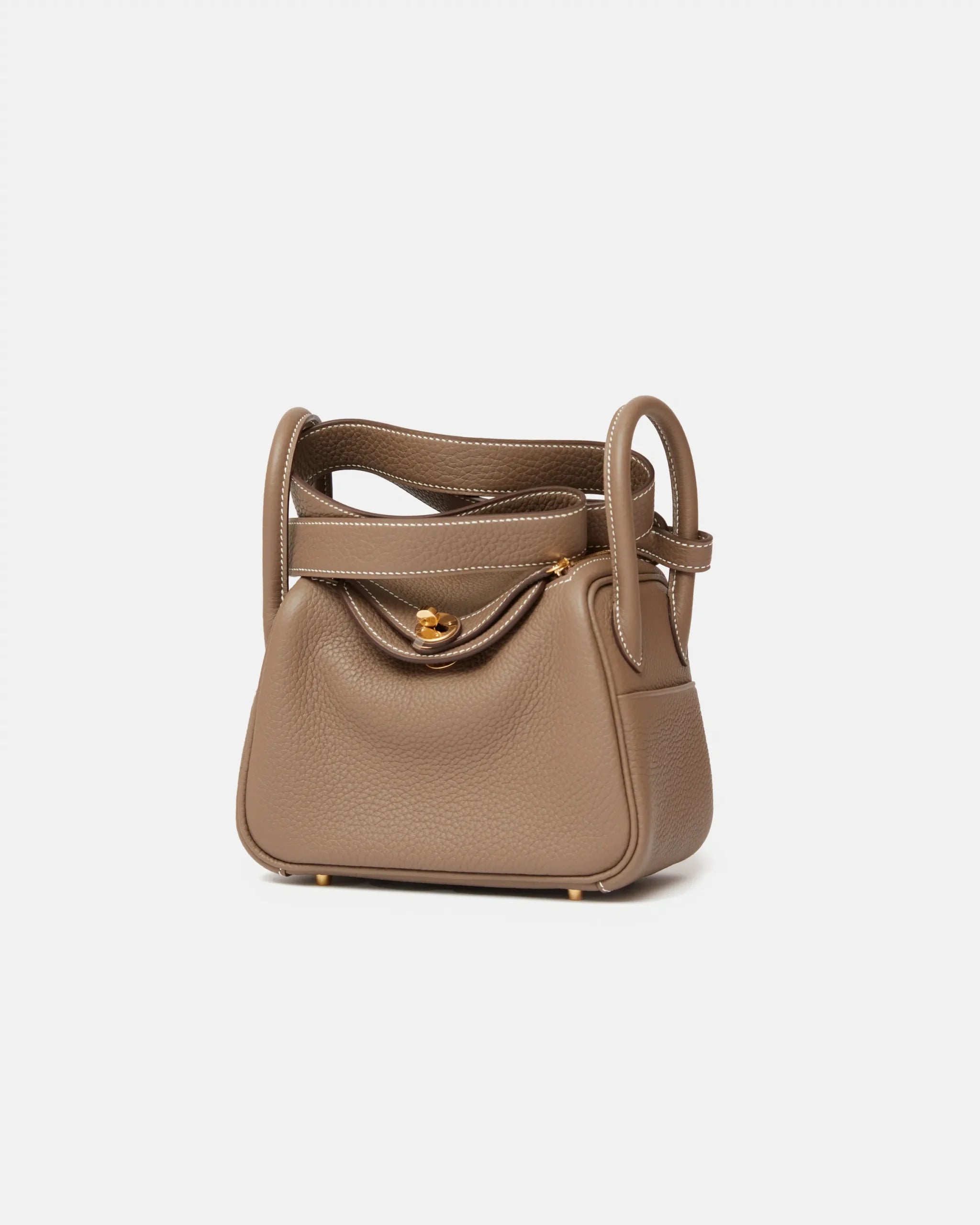 Hermès Mini Lindy 20 Etoupe Clemence GHW