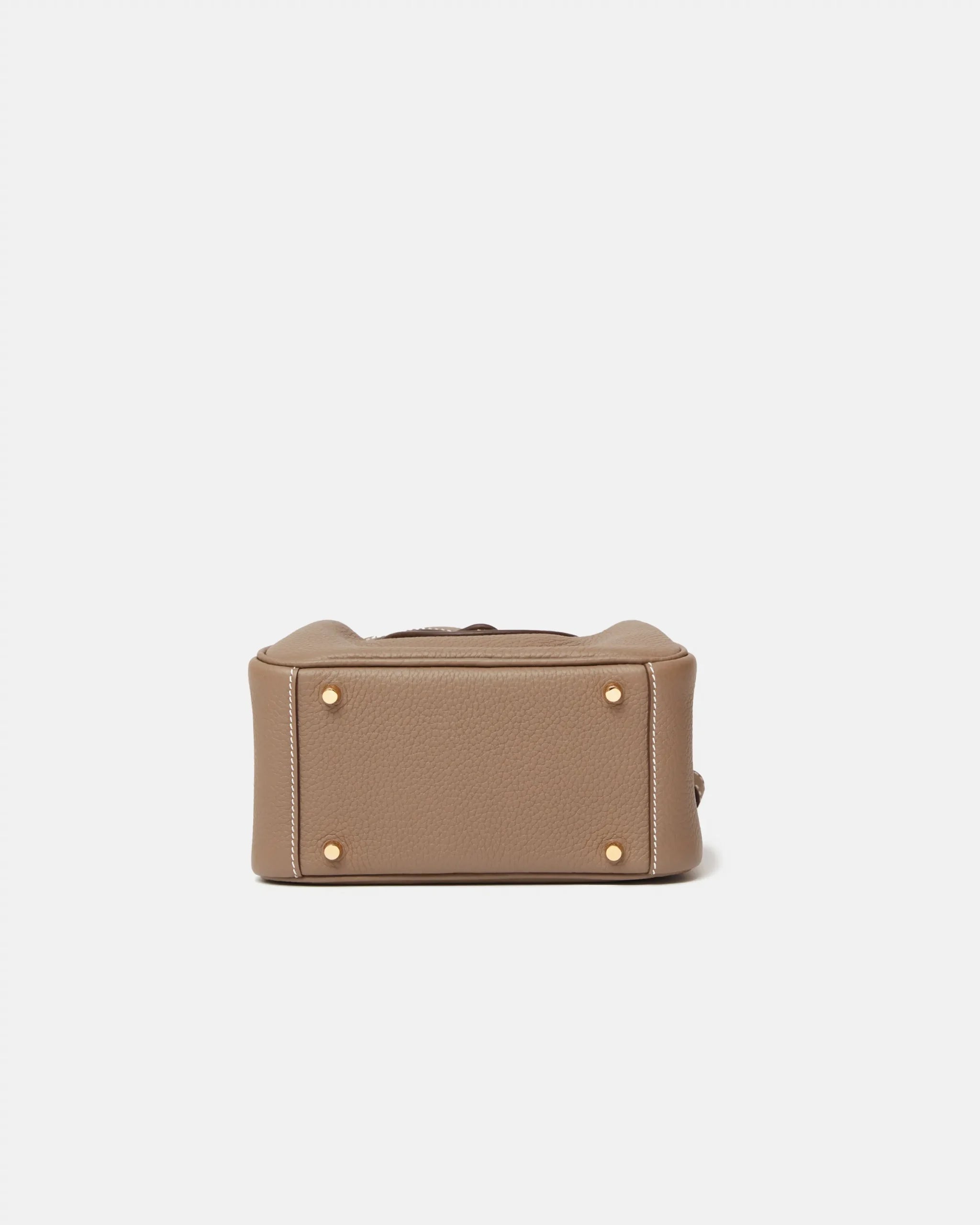 Hermès Mini Lindy 20 Etoupe Clemence GHW