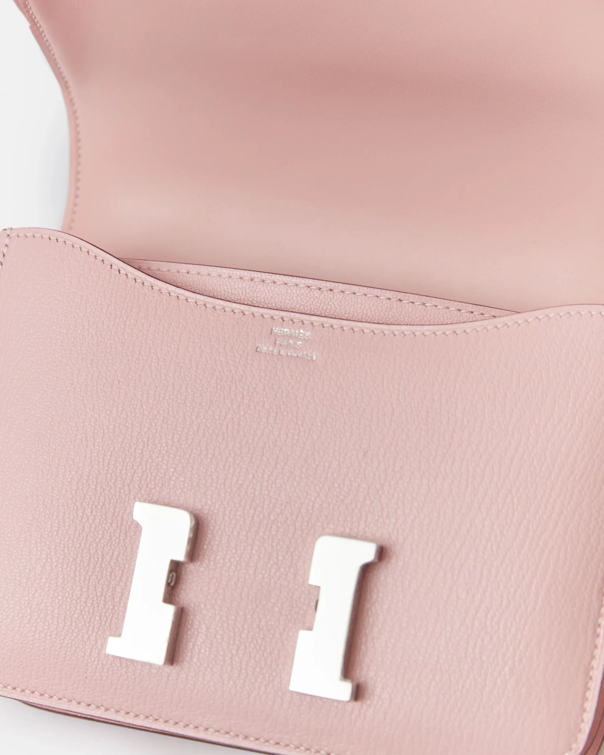 Hermès Mini Constance 18 Rose Sakura Chevre Mysore PHW