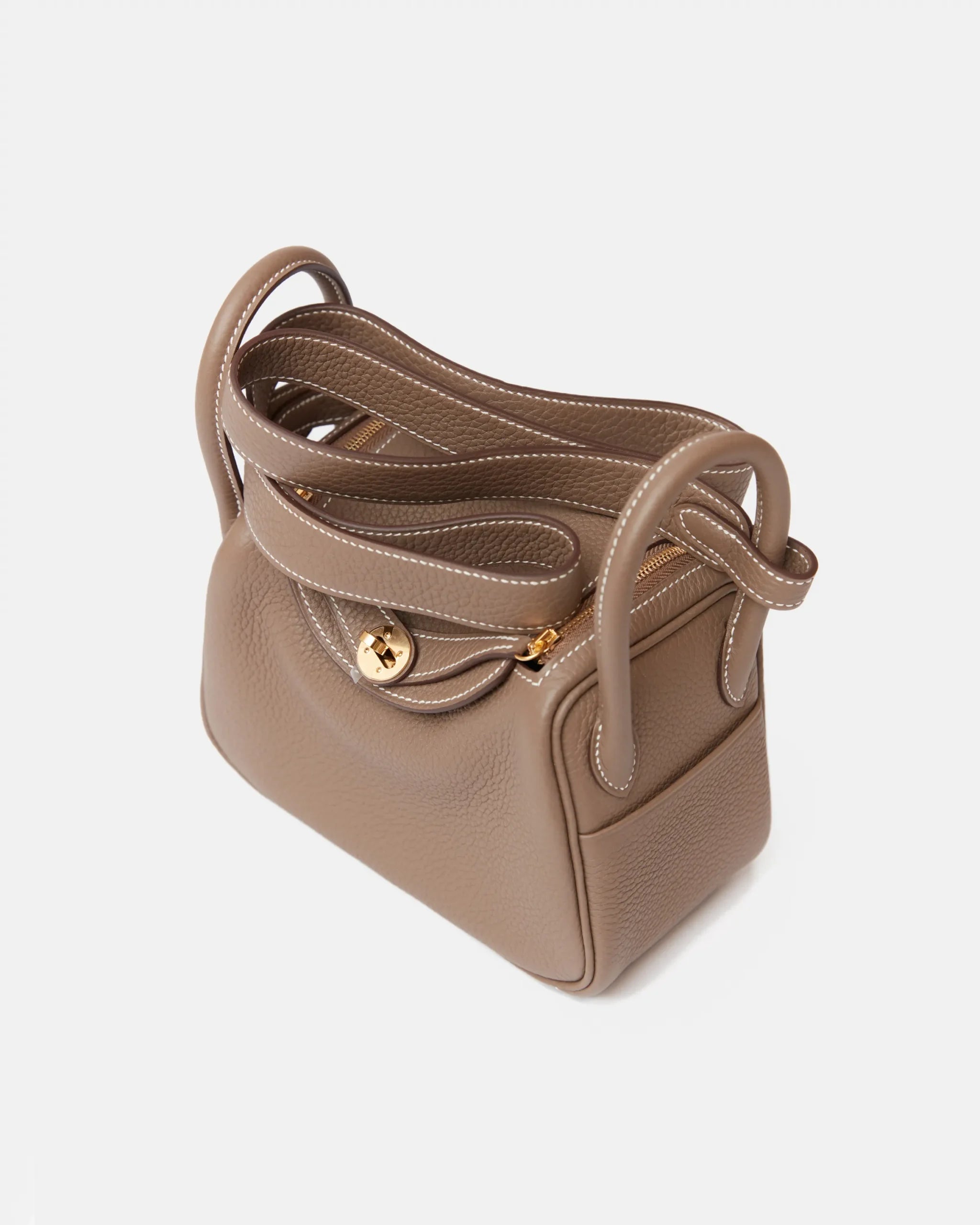 Hermès Mini Lindy 20 Etoupe Clemence GHW