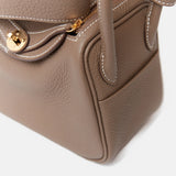 Hermès Mini Lindy 20 Etoupe Clemence GHW