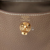 Hermès Mini Lindy 20 Etoupe Clemence GHW