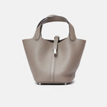 Hermès Mini Picotin 18 Gris Asphalte Clemence PHW