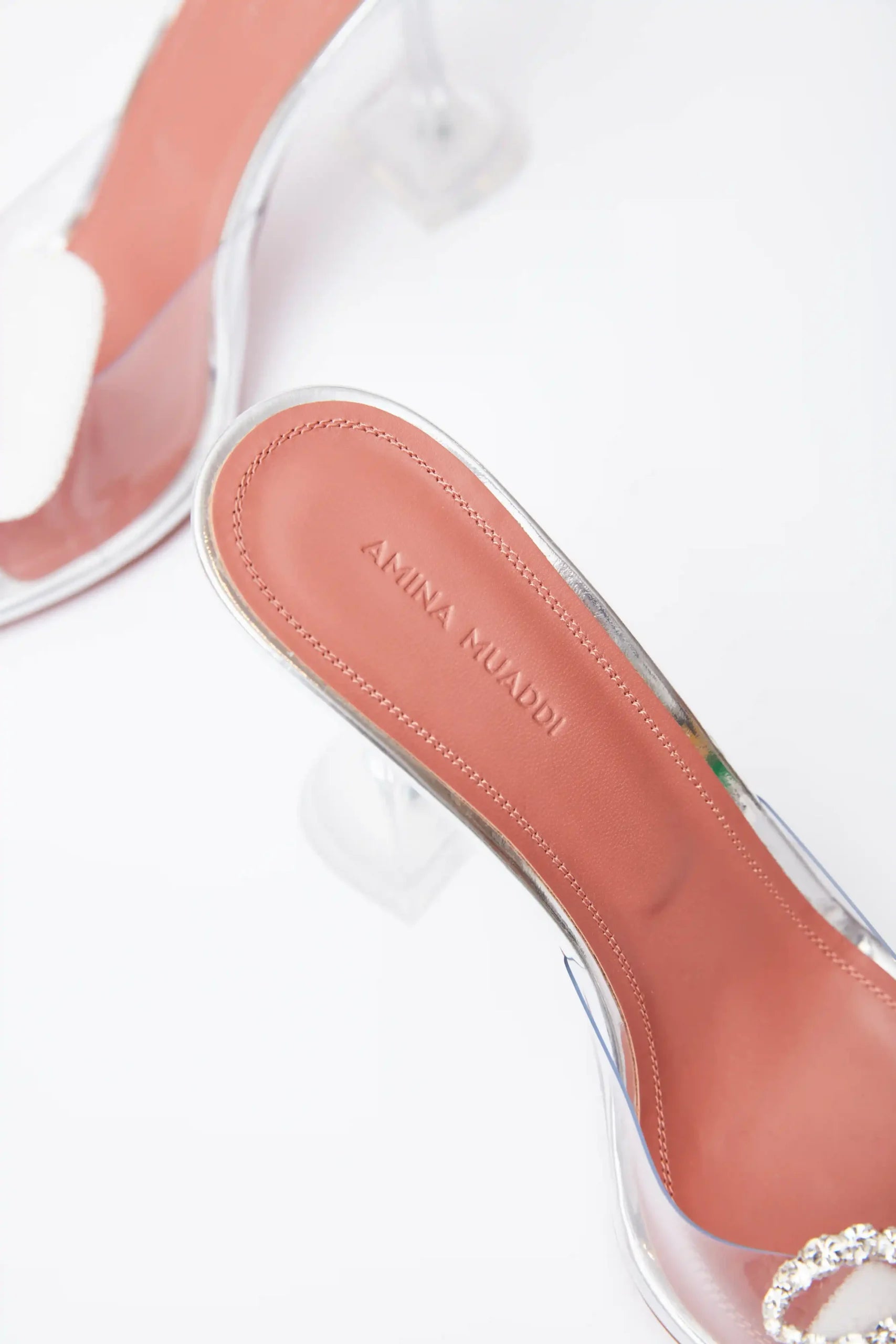 Amina Muaddi Rosie Glass PVC Transparent Slippers