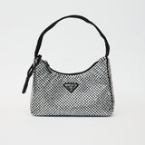 Prada Re-edition 2000 Black Crystal Hobo Bag