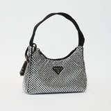 Prada Re-edition 2000 Black Crystal Hobo Bag