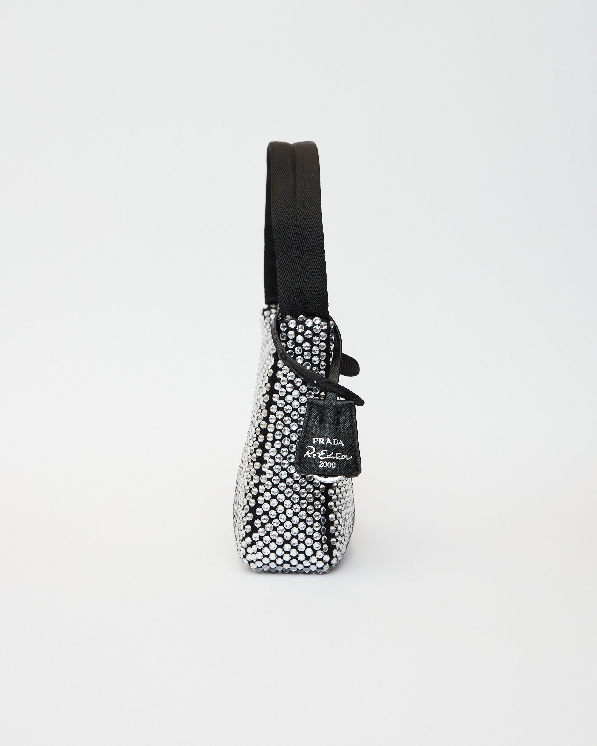 Prada Re-edition 2000 Black Crystal Hobo Bag