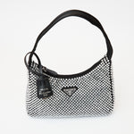 Prada Re-edition 2000 Black Crystal Hobo Bag