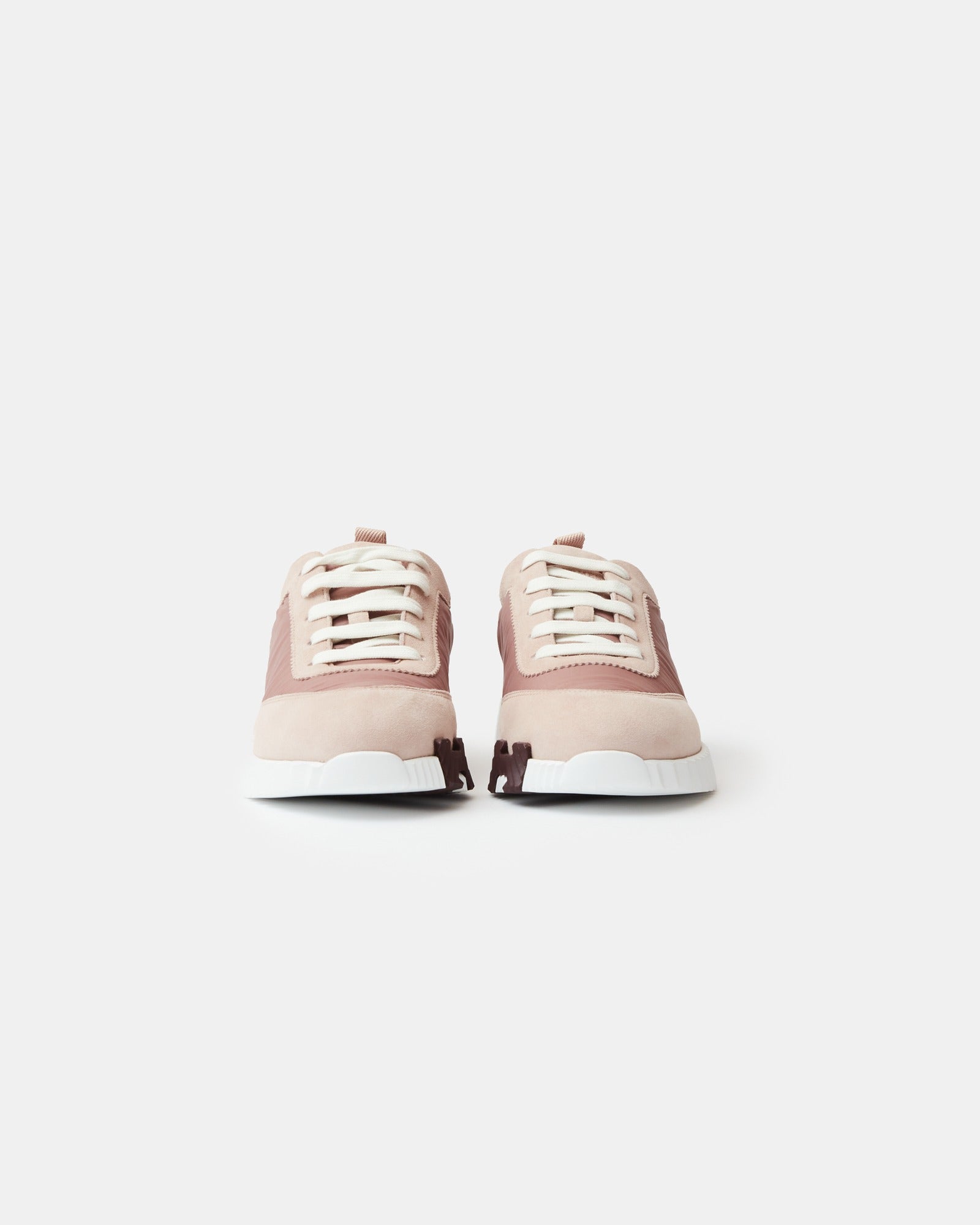 Hermes Bouncing Rose Opaline Parachute Fabric Suede Sneakers