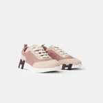 Hermes Bouncing Rose Opaline Parachute Fabric Suede Sneakers