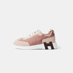 Hermes Bouncing Rose Opaline Parachute Fabric Suede Sneakers