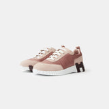 Hermes Bouncing Rose Opaline Parachute Fabric Suede Sneakers