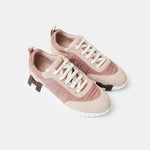 Hermes Bouncing Rose Opaline Parachute Fabric Suede Sneakers