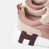 Hermes Bouncing Rose Opaline Parachute Fabric Suede Sneakers