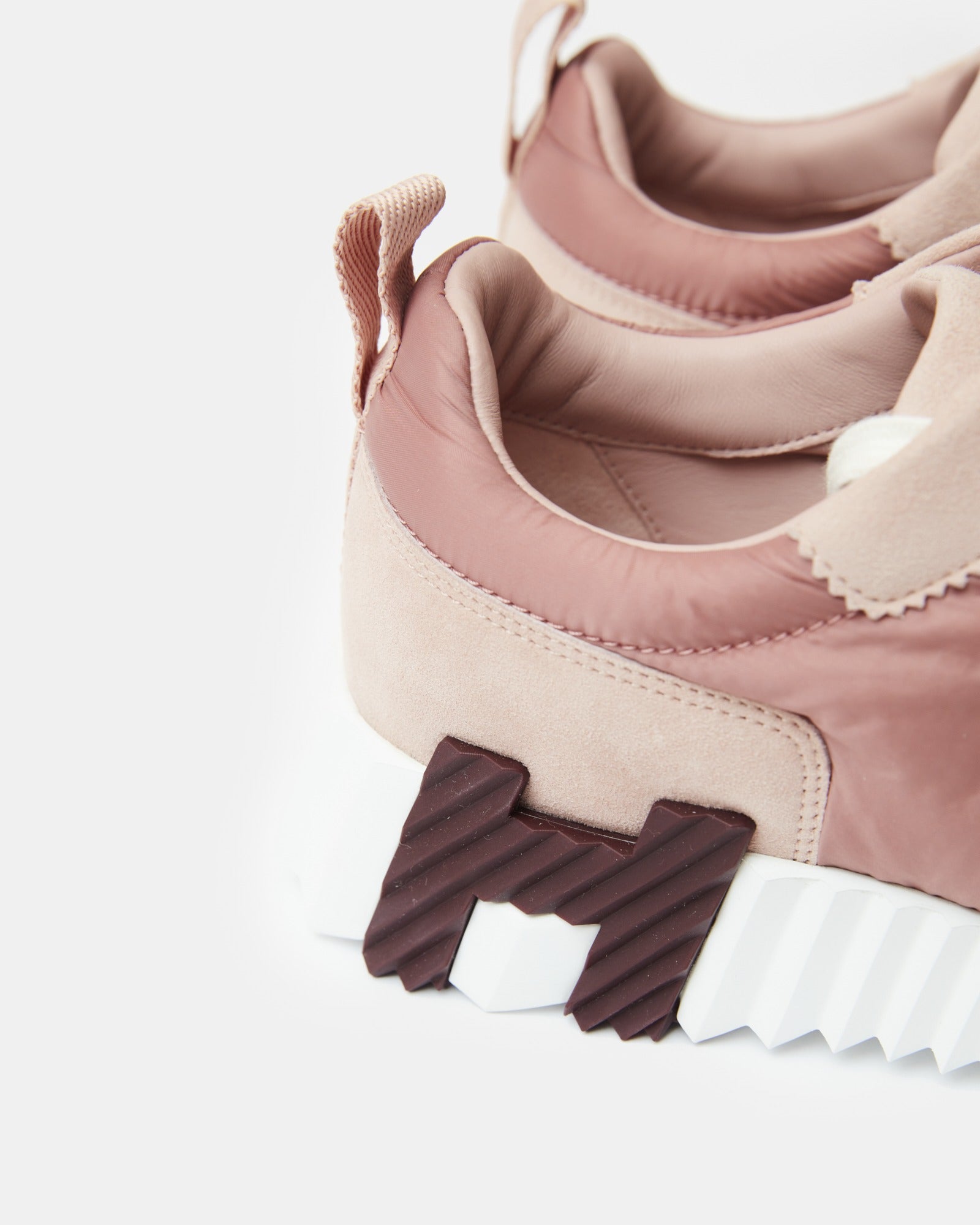 Hermes Bouncing Rose Opaline Parachute Fabric Suede Sneakers