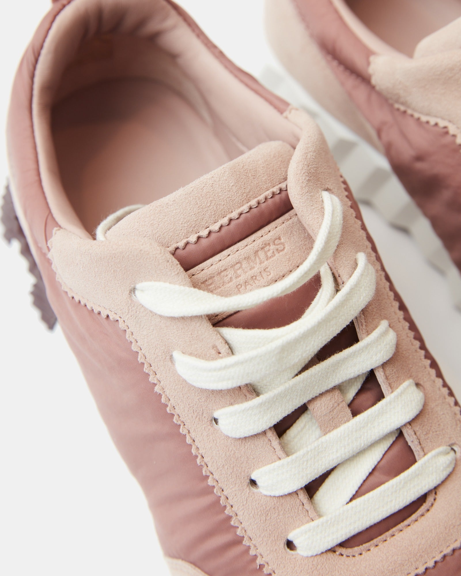 Hermes Bouncing Rose Opaline Parachute Fabric Suede Sneakers