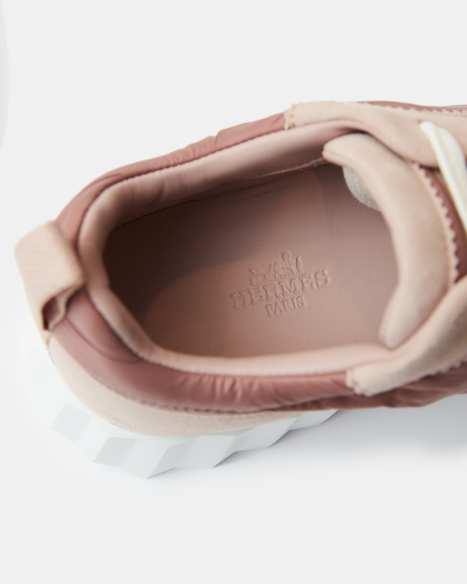 Hermes Bouncing Rose Opaline Parachute Fabric Suede Sneakers