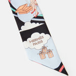 Hermès Twilly 86 Carres Volants Noir/Ciel/Multicolore