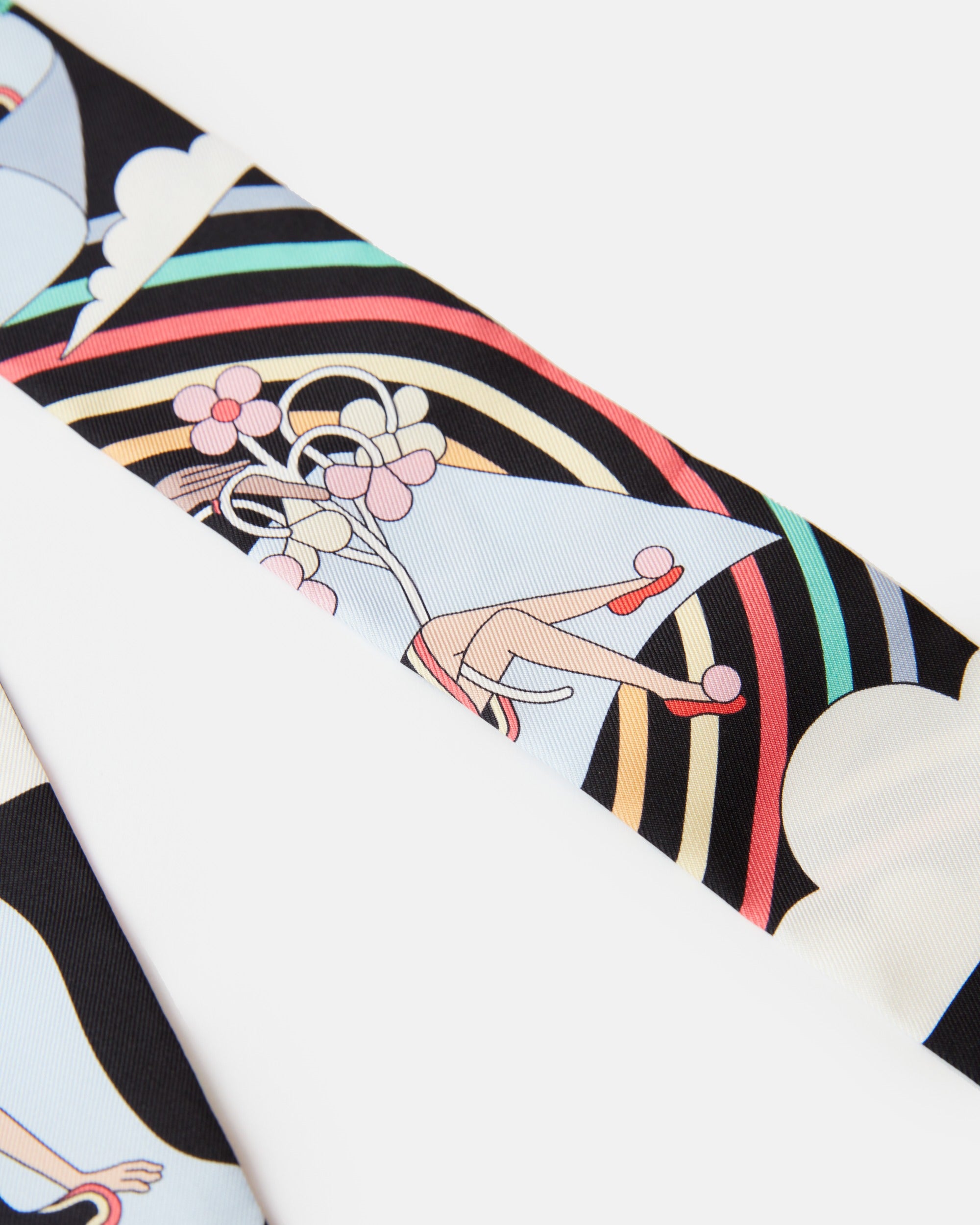 Hermès Twilly 86 Carres Volants Noir/Ciel/Multicolore