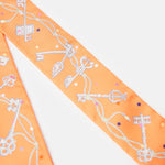 Hermès Twilly 86 Les Clès à Pois Abricot/Gris Ascier/Multicolore