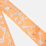 Hermès Twilly 86 Les Clès à Pois Abricot/Gris Ascier/Multicolore