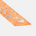 Hermès Twilly 86 Les Clès à Pois Abricot/Gris Ascier/Multicolore