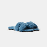 Hermès Oran Peau Lainee Bleu Sandals