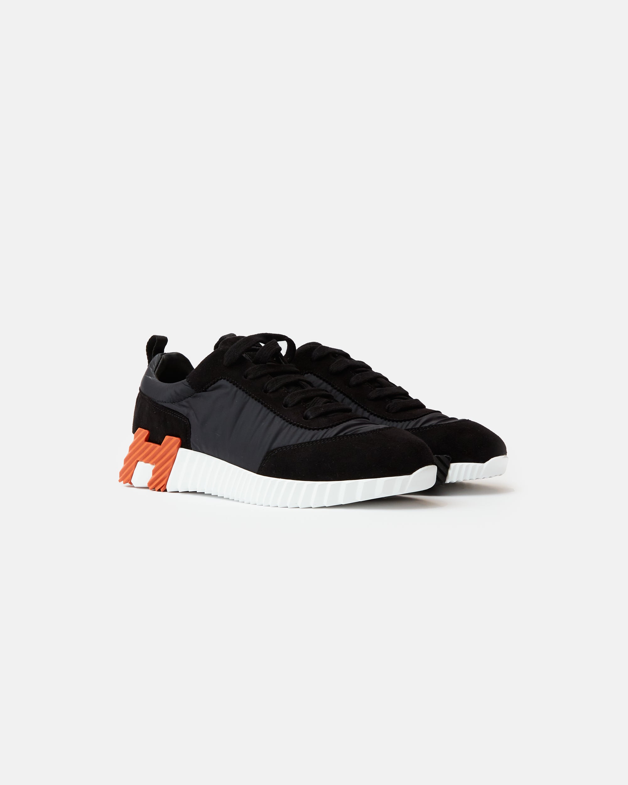 Hermès Bouncing Black Parachute Fabric Suede Sneakers