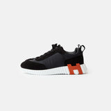 Hermès Bouncing Black Parachute Fabric Suede Sneakers