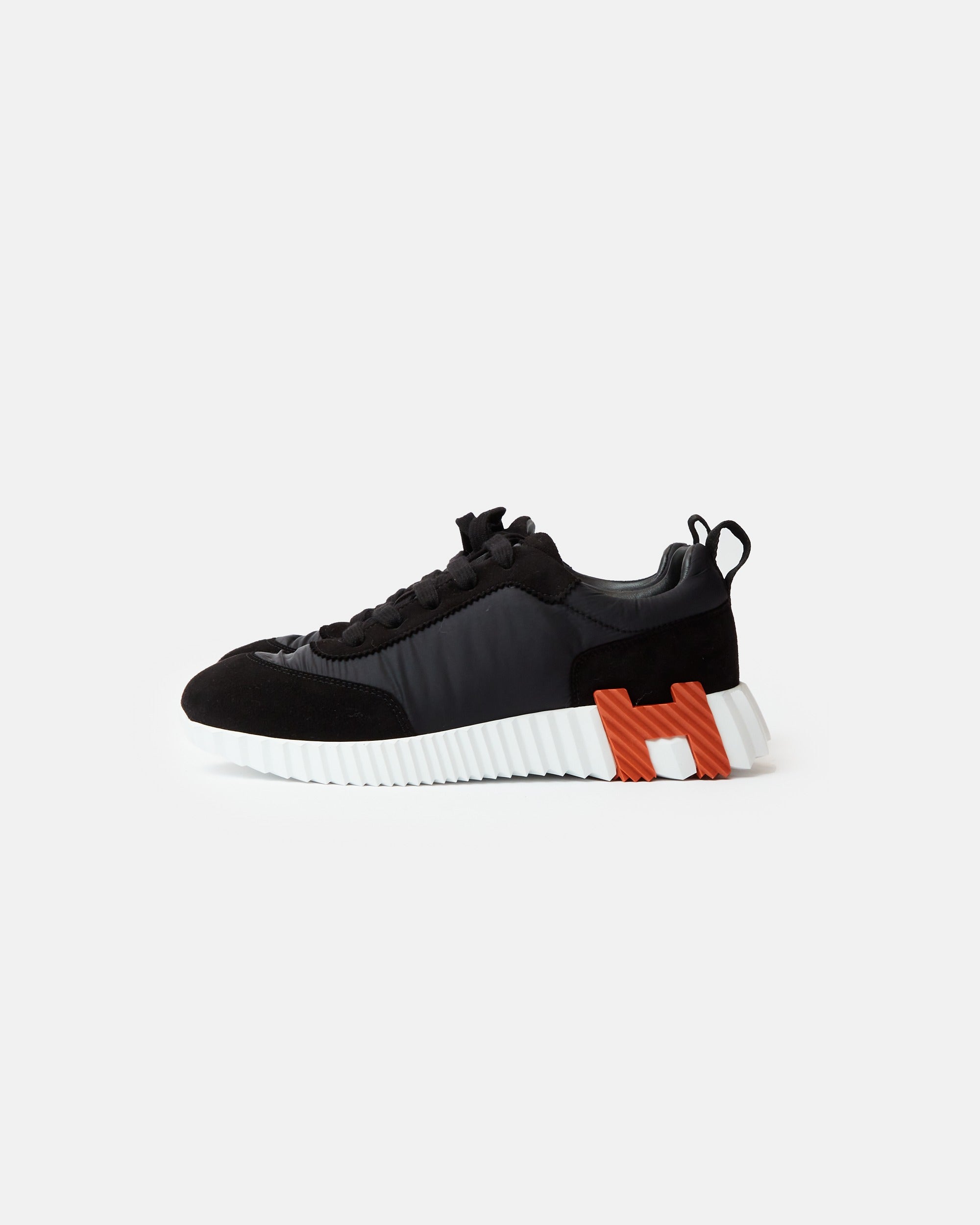 Hermès Bouncing Black Parachute Fabric Suede Sneakers