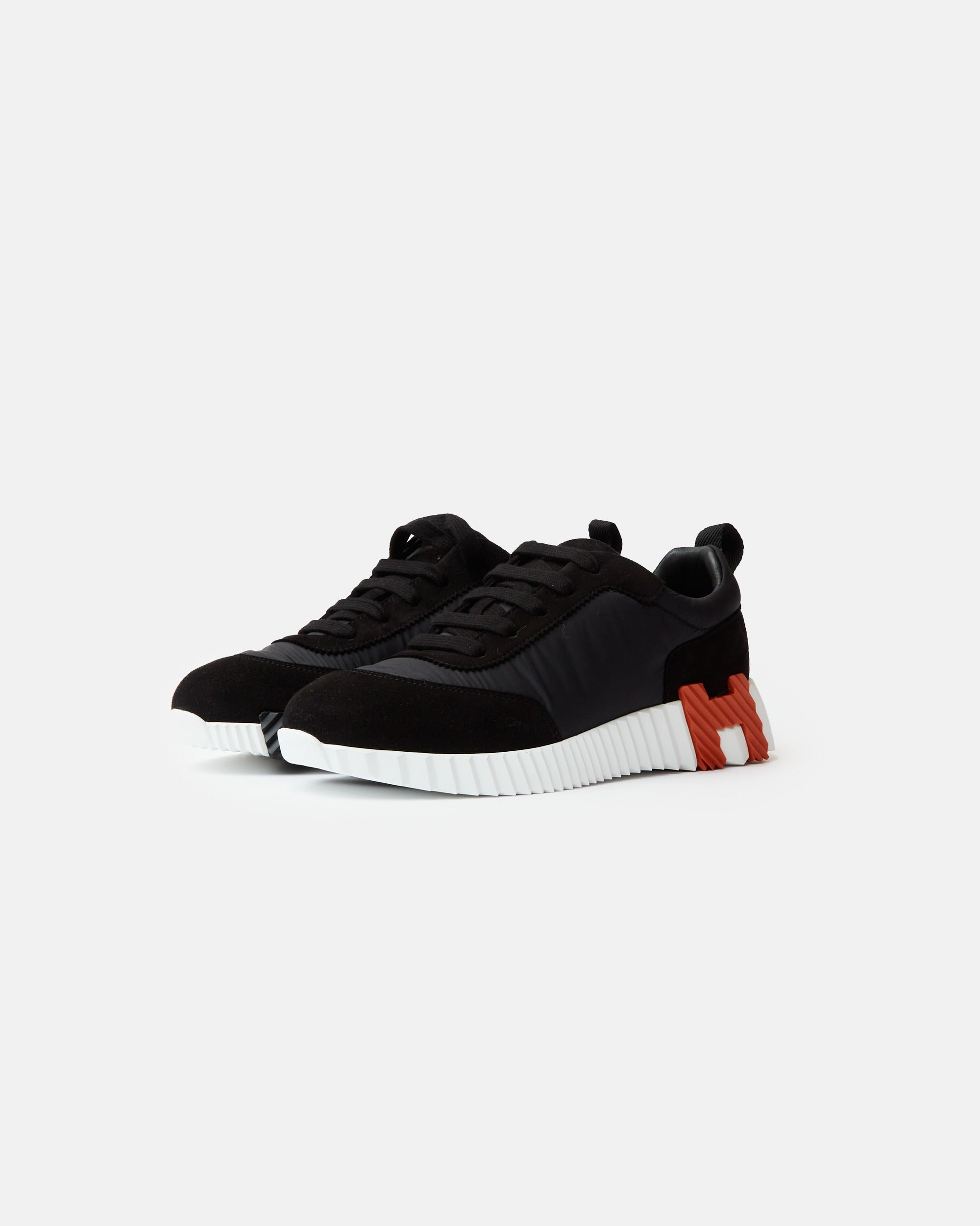Hermès Bouncing Black Parachute Fabric Suede Sneakers