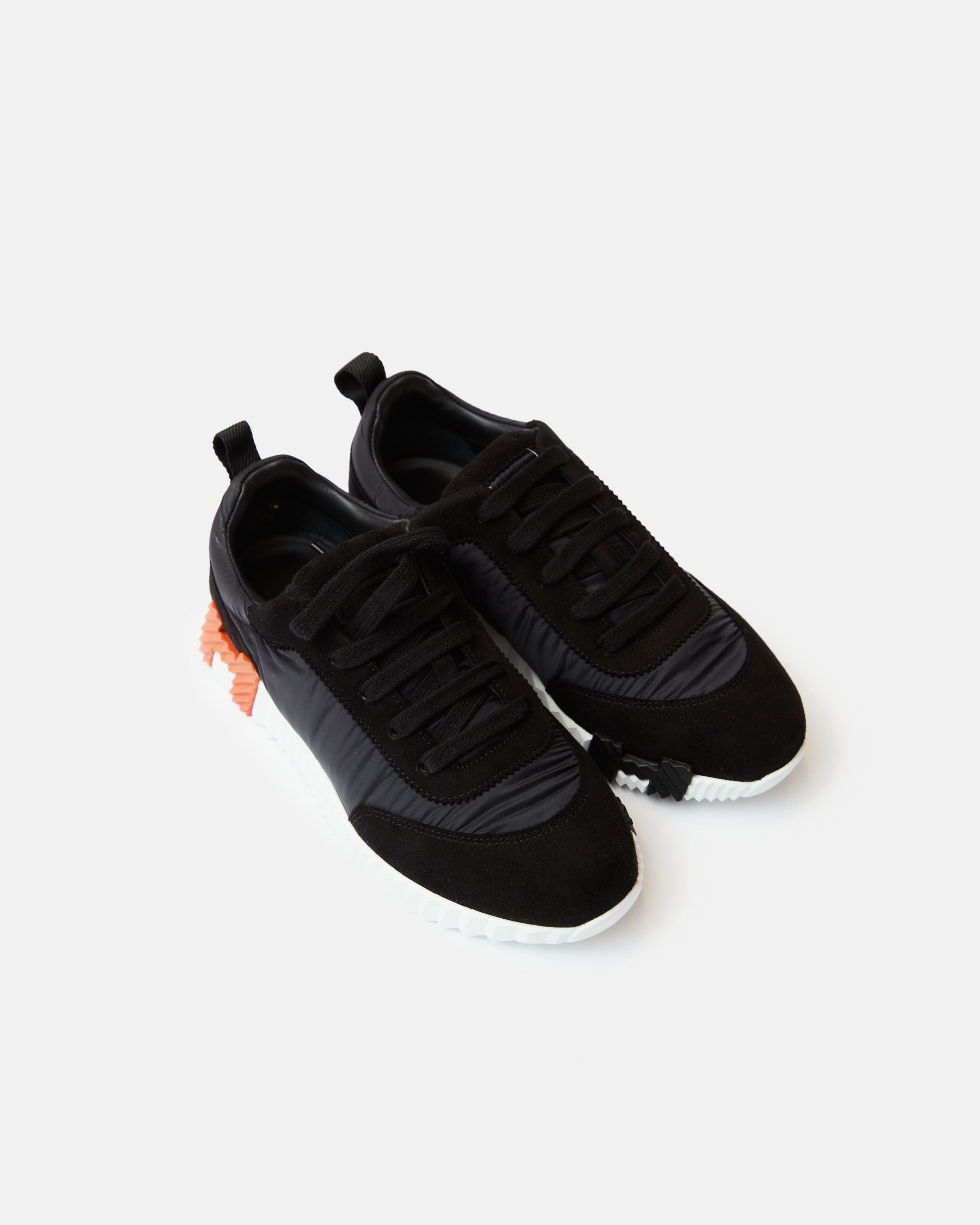 Hermès Bouncing Black Parachute Fabric Suede Sneakers