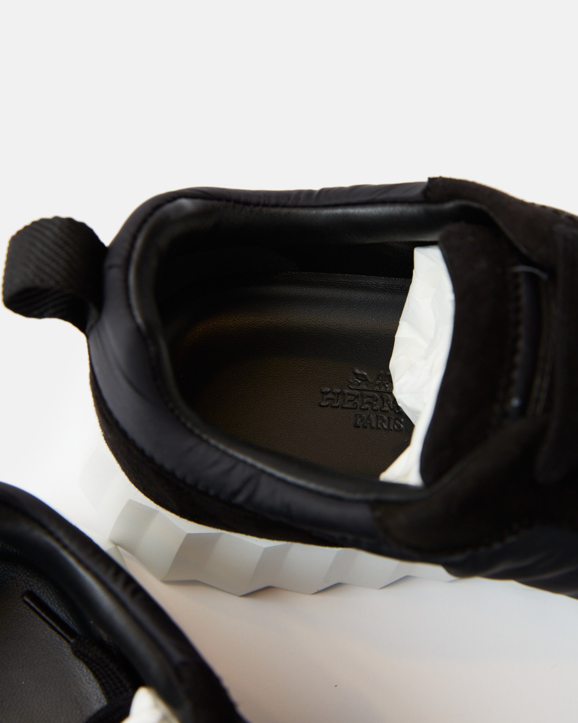 Hermès Bouncing Black Parachute Fabric Suede Sneakers