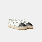 Chanel Printed Lambskin CC White Black Espadrilles
