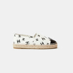 Chanel Printed Lambskin CC White Black Espadrilles
