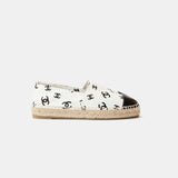 Chanel Printed Lambskin CC White Black Espadrilles